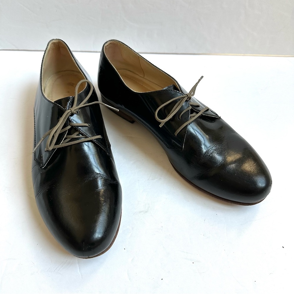 Nisolo Black Patent Leather Lace Up Oxfords 8.5
